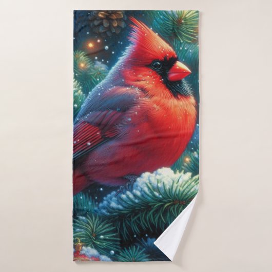 Cardinal de Noël/hiver (Serviette de bain)