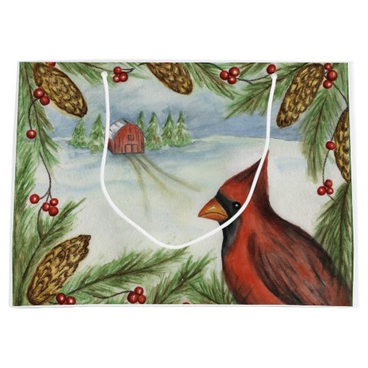 Cardinal de Noël Sac cadeau aux oiseaux d'hiver (Devant)
