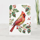 Cardinal d'hiver avec carte Holly Note (Devant)