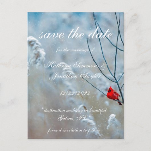 Cardinal d'hiver enregistrer la date Invitation (Devant)