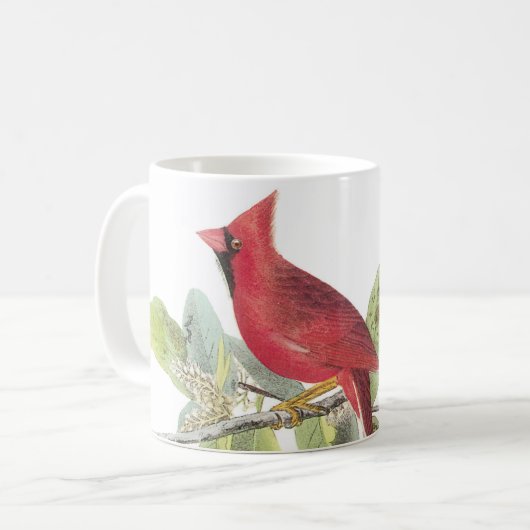 Cardinal du Nord par Audubon Coffee Mug (Devant gauche)