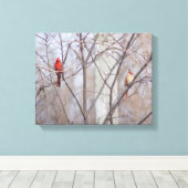 Cardinal family canvas afdruk (Insitu (Houten vloer))