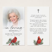 Cardinal Funeral Loving Memory Cross Prayer Card (Devant & derrière)