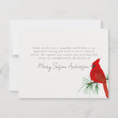 Cardinal Funeral Memorial Merci note (Devant)