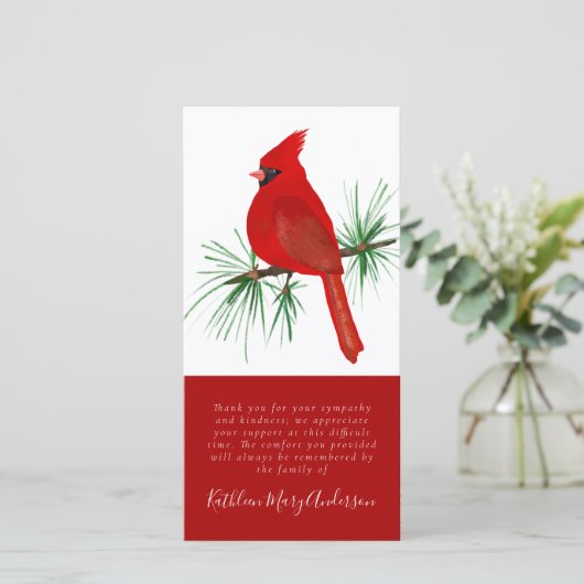 Cardinal Funeral Memorial Merci note (Debout devant)