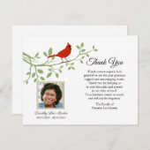 Cardinal Funeral Merci Photo Card (Devant / Derrière)