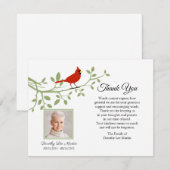 Cardinal Funeral Merci Photo Card (Devant / Derrière)