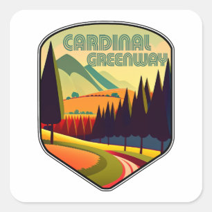 Cardinal Greenway Indiana Kleuren Vierkante Sticker