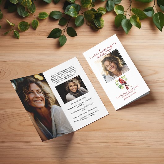 Cardinal Love Mémoire Petite carte de prière funér