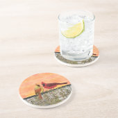 Cardinal Lovebirds Dessous de verre en grès (Côté)