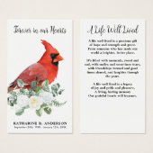 Cardinal Memorial Floral - Carte de prière funérai (Devant & derrière)