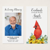 Cardinal Memorial Funeral Prayer Card avec photo (Devant & derrière)