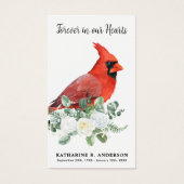 Cardinal Memorial Poem Floral Funeral Prayer Card (Devant)