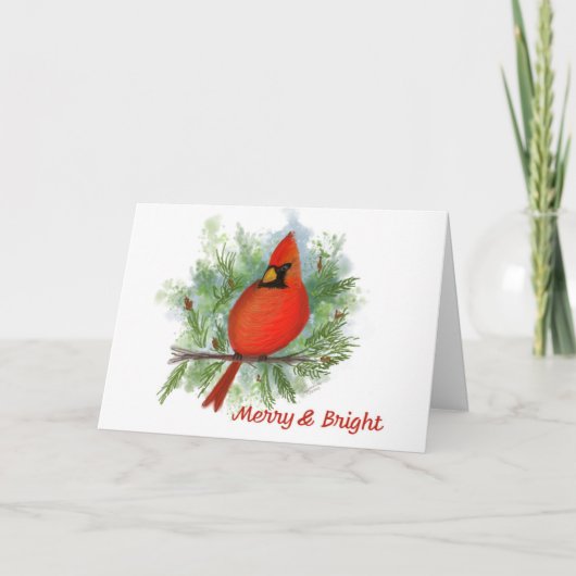 Cardinal Merry & Bright Holiday Card Kaart (Voorkant)