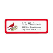 Cardinal mignon avec Feuilles Holly sur Étiquette (Devant)