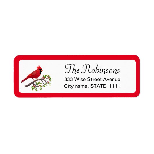 Cardinal mignon avec Feuilles Holly sur Étiquette (Devant)