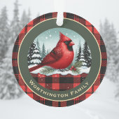 Cardinal Neige à Buffalo Plaid Nom de famille Mono