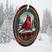 Cardinal Neige à Buffalo Plaid Nom de famille Mono