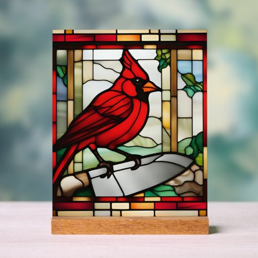 Cardinal of Protection Stained Glass Inspired (Neutre)