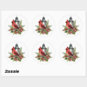 Cardinal Oiseau Et Stickers Lanterne Vintage (Feuille)