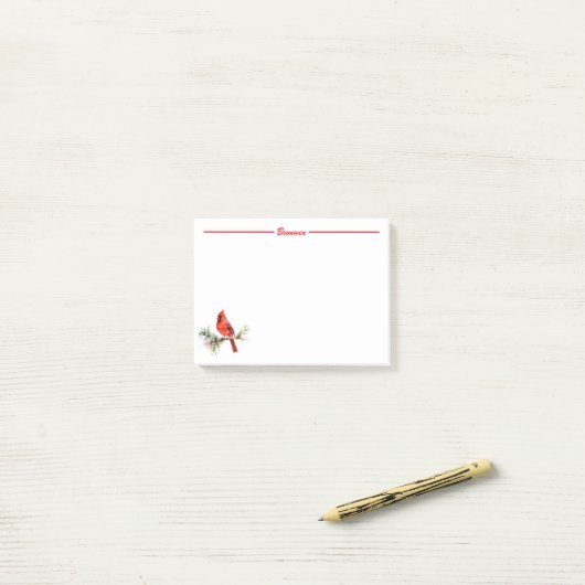 Cardinal on a Fir Branch Post-it® Notes (Op bureau)