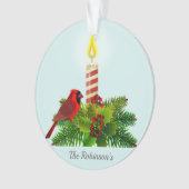 Cardinal personnalisé et bougie sur bleu clair (devant)