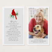 Cardinal Photo Funeral Favoriser Carte Memorial (Devant & derrière)