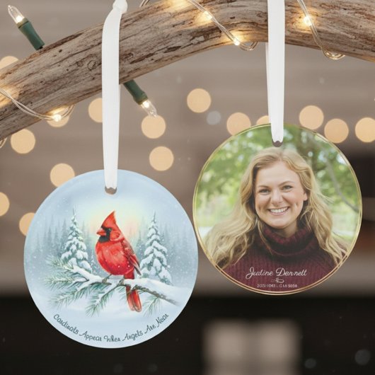 Cardinal Photo Memorial Keepsake Custom Christmas Ornament
