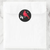 Cardinal Red Bird Hearts Black White Étiquette mod (Sac)