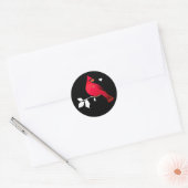 Cardinal Red Bird Hearts Black White Étiquette mod (Enveloppe)