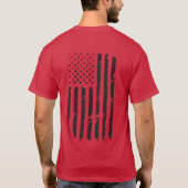 Cardinal Red T-Shirt Veteran Military w/ USA Flag (Dos)