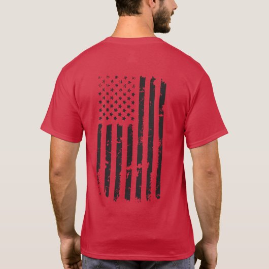 Cardinal Red T-Shirt Veteran Military w/ USA Flag (Dos)