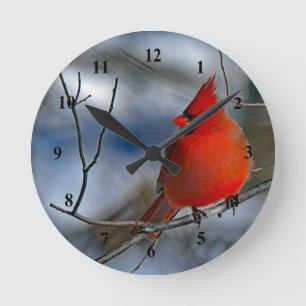 Cardinal Red Winter Photo Ronde Klok