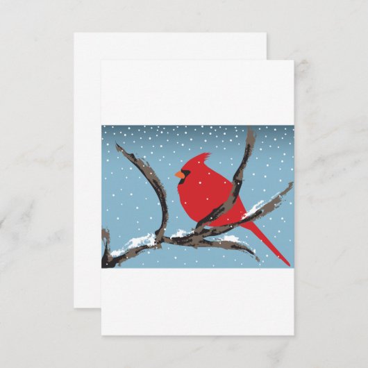 Cardinal rouge aux invitations d'une branche (Devant / Derrière)