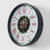 Cardinal Rouge Avec Horloge Mur De Noël (Angle)