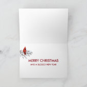 Cardinal rouge Carte de Noël Oiseaux d'hiver (Intérieur)