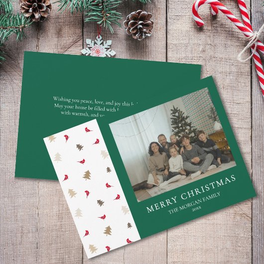 Cardinal Rouge Carte de Noël Pin Arbre Moderne