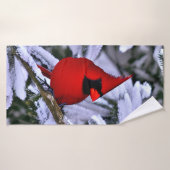 Cardinal rouge d'hiver (Serviette de bain)