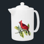 Cardinal rouge d'hiver<br><div class="desc">Théière cardinale masculine rouge magnifique d'hiver.</div>