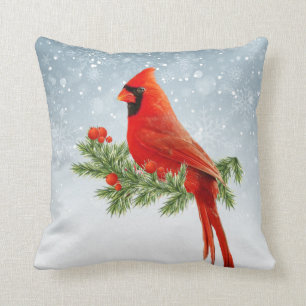 Cardinal Rouge Joyeux coussin de Noël