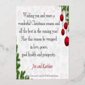 Cardinal Rouge Joyeux Joyeux Vacances Foil Carte d (Verso)