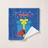Cardinal Rouge Mignon Avec Cadeau Bleu (Gant de toilette)