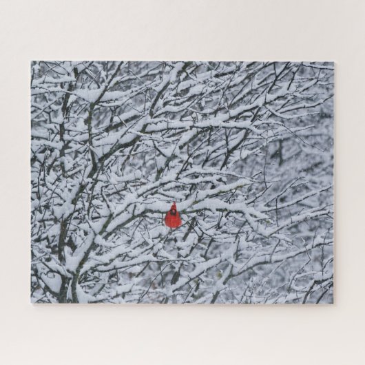 Cardinal Rouge Oiseau dans un Grand Puzzle d'Arbre (Horizontal)