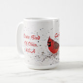 "CARDINAL ROUGE, OISEAU D'ÉTAT DE L'OHIO" MUG (Devant gauche)