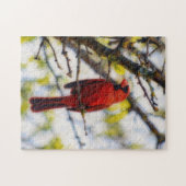 Cardinal Rouge Oiseau Gros Plan Nature Puzzle (Horizontal)