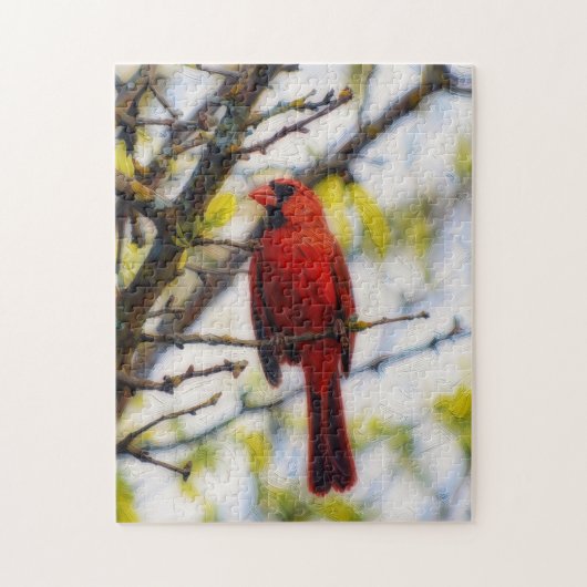 Cardinal Rouge Oiseau Gros Plan Nature Puzzle (Vertical)