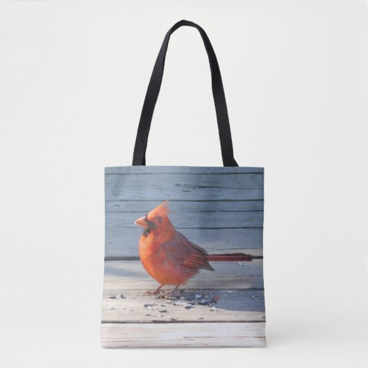 Cardinal rouge sur le sac fourre-tout en bois à (Devant)