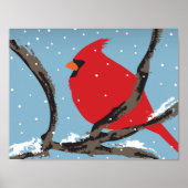 Cardinal Rouge Sur Une Affiche De Branche (Devant)