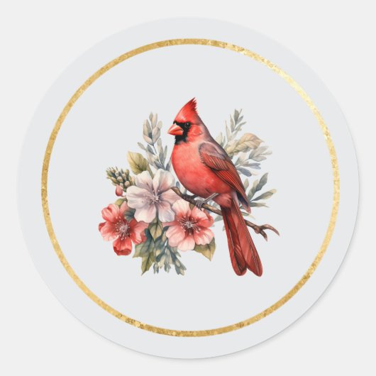Cardinal Round Glossy Envelope Seal Ronde Sticker (Voorkant)