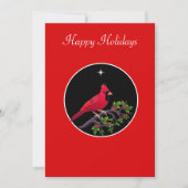 Cardinal sur carte de vacances noir et rouge (Devant)